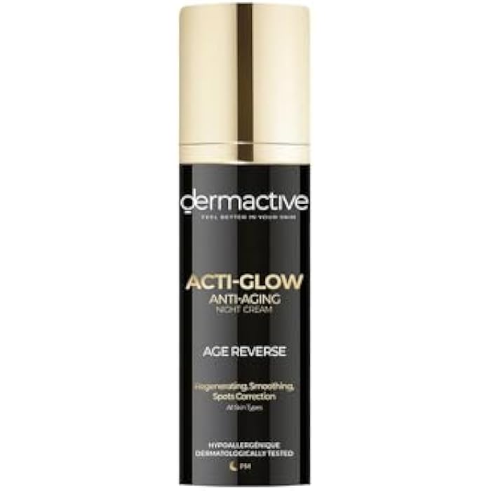 DERMACTIVE Acti Glow Night Cream 50ml | Anti-Aging Moisturizer with Peptides, Hyaluronic Acid & Vitamin C – Restores & Brightens Skin Overnight